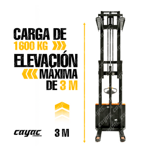 MONTACARGA CARRETILLA ESTIBADOR ELECTRICO PATA   FIJA UÑA LARGA 1.6 t Y 3 m RUEDAS PU