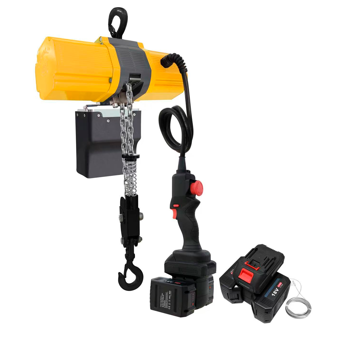 POLIPASTO ELECTRICO CD 20Vx2 850W 1000 kg C/CADENA 5x15 mm 3 m G80 CONTROL REMOTO INALAMBRICO
