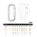 ESLABON RAPIDO C/TUERCA  4 mm 5/32 y 1 3/4" C/50 PIEZAS-2