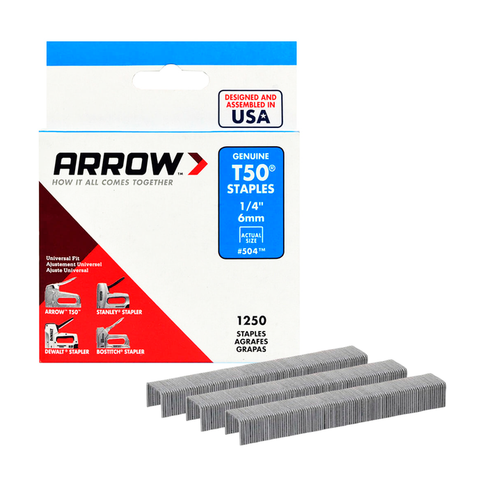 GRAPA PARA ENGRAPADORA PT50-3 y T50  6 mm 1/4" C/1250 P. 50424SP