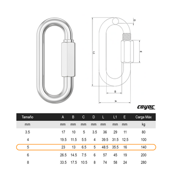 ESLABON RAPIDO C/TUERCA  5 mm 3/16 y 2" C/50 PIEZAS - 0