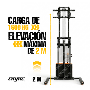MONTACARGA CARRETILLA ESTIBADOR ELECTRICO PATA  AJUSTABLE UÑA CORTA 1.6 t Y 2 m RUEDAS PU