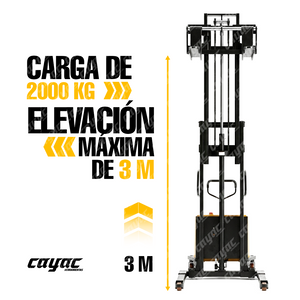 MONTACARGA CARRETILLA ESTIBADOR  SEMIELECTRICO PATA AJUSTABLE UÑA CORTA 2 t Y 3 m RUEDAS PU