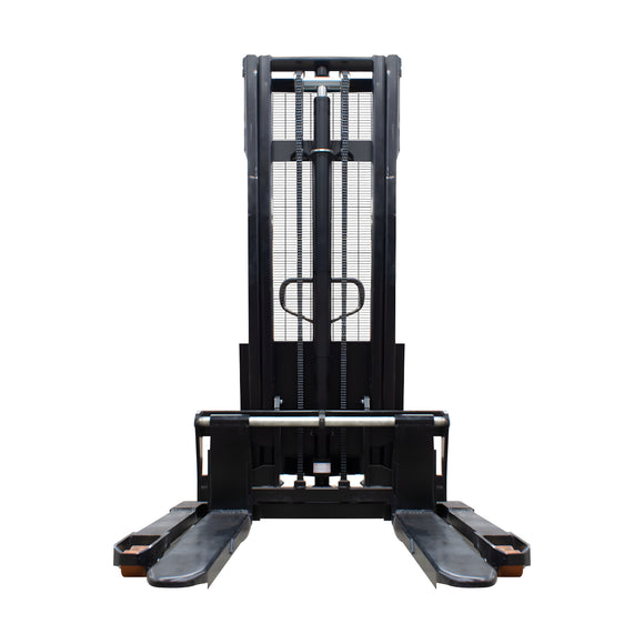 MONTACARGA CARRETILLA ESTIBADOR SEMIELECTRICO PATA ANCHA AJUSTABLE UÑA CORTA 2 t Y 3.5 m RUEDAS PU