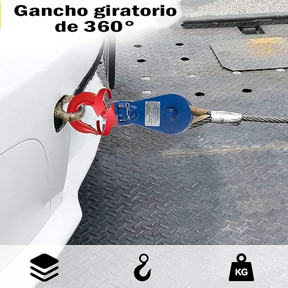 POLEA GIRATORIA 3" CAPACIDAD CABLE 3/8" CARGA 2 t GANCHO C/PESTILLO "PASTECA"