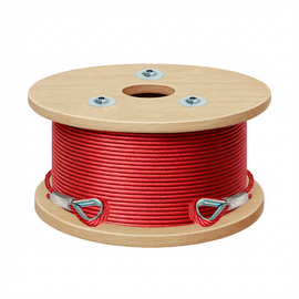 CABLE DE ACERO PVC ROJO    1/8-3/16" 7x7 150 m