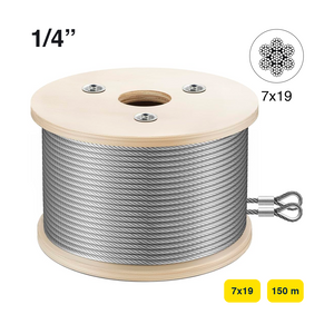 CABLE DE ACERO    1/4" 7x19 150 m C/TERMINALES