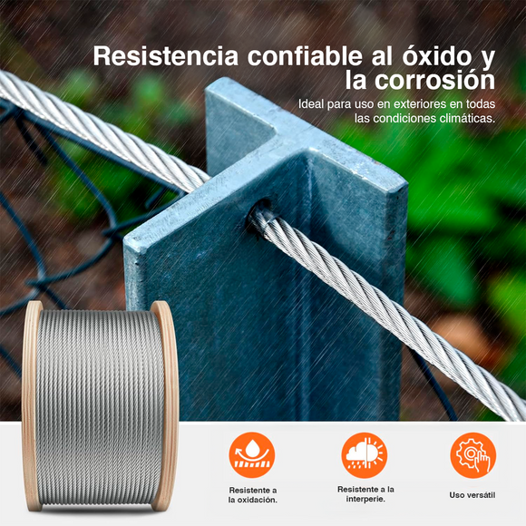 CABLE DE ACERO    1/4" 7x19 150 m C/TERMINALES