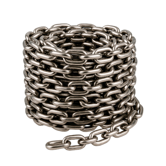 INOXIDABLE 316 CADENA SOLDADA ESLABON MEDIANO DIN 5685A  8x32x16 mm 50 m C/TERMINALES