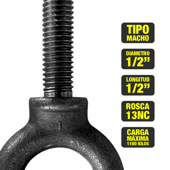 CANCAMO ARMELLA MACHO 13 mm 1/2" y 38 mm 1 1/2" 13 NC